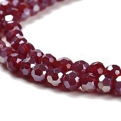 不透明ガラスビーズスタンド  ABカラー  ファセット（32ファセット）  ラウンド  暗赤色  3.5x3mm  穴：1mm  約163~166個/連  50~51cm&nbsp;EGLA-A035-P3mm-B02
