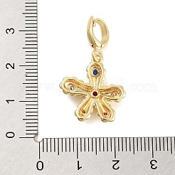 キュービックジルコニアペンダント付き真鍮  花のチャーム  18KGP本金メッキ  19x18x4mm  穴：5x6mm&nbsp;KK-G496-06G