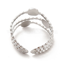 Non-Tarnish 304 Stainless Steel Square Open Cuff Ring&nbsp;RJEW-F131-09P