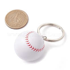 ABS プラスチックスポーツボールテーマペンダントキーホルダー  鉄のスプリットキーリング付き  野球  6.2cm  ペンダント：36x32x32mm&nbsp;KEYC-JKC00659-05
