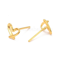 Open Heart 925 Sterling Silver Stud Earrings&nbsp;EJEW-I259-07G