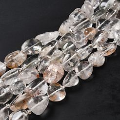 天然緑ロドライトクォーツ/ガーデンクォーツビーズ連売り  ナゲット  タンブルストーン  12~23x8~15x7~13.5mm  穴：1.2~1.4mm  約19~21個/連  15.75''~16.54''（40~42センチメートル）&nbsp;G-B026-01