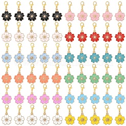 60Pcs 12 Colors Sakura Flower Alloy Enamel Pendant Decorations&nbsp;HJEW-YW00112