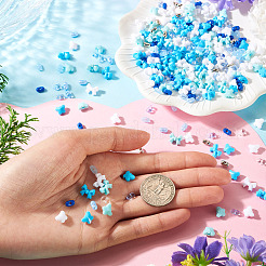 混合スタイルのアクリルビーズ  ピーナッツと蝶結びと蝶  ブルー  6.5~7.5x4~10x3~5.5mm  穴：1.2~1.6mm&nbsp;SACR-TA0001-81D