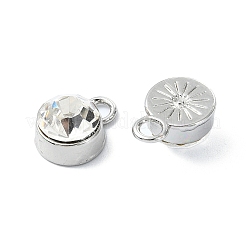 ラックメッキ合金ラインストーンチャーム  フラットラウンド  プラチナ  13x9x6.5mm  穴：3mm&nbsp;FIND-M014-16F-P