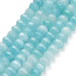 天然石ホワイトジェイドビーズ連売り  カボチャ  染め  多面カット  ライトシアン  4.5~5x6~6.5mm  穴：0.9mm  約77~78個/連  14.57''（37cm）〜14.76''（37.5cm）&nbsp;GG-CBA9106-03B