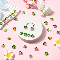 50個のガラスペンダント  花のチャーム  真鍮のヘッドピンとアクリル  ミックスカラー  18.5x14x10mm  穴：2.5mm&nbsp;FIND-SC0019-75