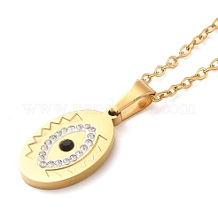 馬の目 PVD 真空メッキ 304 ステンレス ペンダント ネックレス  ラインストーン付き  ミックスカラー  15.71インチ（39.9cm）&nbsp;NJEW-G125-02