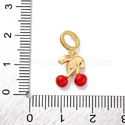 Brass Enamel Red Cherry European Dangle Charms&nbsp;KK-F894-06G