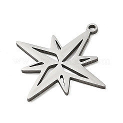 ステンレスペンダント201個  スターのチャーム  切り取る  ステンレス鋼色  26x25x1mm  穴：1.5mm&nbsp;SA-CBA0460-08P