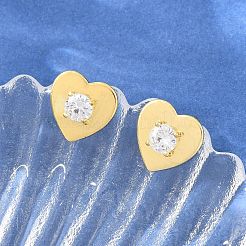 Brass Micro Pave Cubic Zirconia Stud Earrings&nbsp;KK-Z166-02G