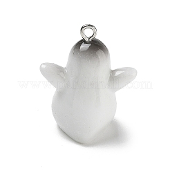 不透明樹脂ペンダント  ペンギンチャーム  プラチナアイアイピン  ブラック  26.5x23x17.5mm  穴：2mm&nbsp;RE-CBAFA24-01B