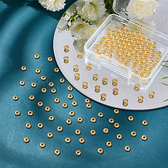 ラックメッキ合金ビーズ160個  長持ちメッキ  カドミウムフリー＆鉛フリー  花  18KGP本金メッキ  5x1.5mm  穴：1.2mm&nbsp;FIND-GO0001-95