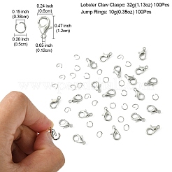 亜鉛合金カニカン  304ステンレススチールオープン丸カン付き  プラチナ  12x6mm  穴：1.2mm  100pc&nbsp;FIND-FS0002-40P