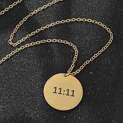 304 Stainless Steel Number 11:11 Pendant Necklaces&nbsp;LS-NJEW-NH0002-01G-05