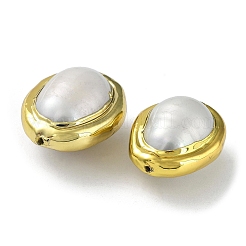 Rack Plating Brass Beads with Baroque Natural Keshi Pearl&nbsp;KK-K348-23G