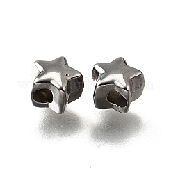 304ステンレススチールビーズ  スター  変色防止  ステンレス鋼色  6.5x7x5mm  穴：2mm&nbsp;STAS-V009-03P