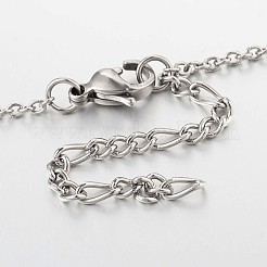 変色しにくいクロスステンレススチールアンクレット  カニカンとエンドチェーン付き  ステンレス鋼色  230x2mm&nbsp;AJEW-AN00104-01