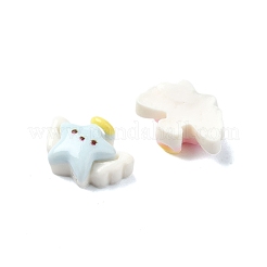 マカロンカラー不透明樹脂デコデンカボション  ミックスカラー  翼のある星  10x14mm&nbsp;CRES-Q221-01H