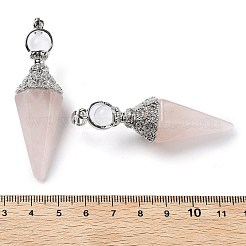 天然と合成の混合宝石ファセットコーンビッグペンダント  ラックメッキ合金のパーツ  プラチナ  染めと未染色の混合  61x18.5x17mm  穴：8x5mm&nbsp;G-P552-04P