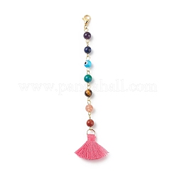 7 Chakra Gemstone Round & Handmade Lampword Evil Eye Beaded Pendant Decoration&nbsp;HJEW-JM00795