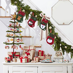 12Pcs 4 Styles Cloth Christmas Stocking Gift Bag Pendant Decoration&nbsp;FIND-SP0020-60A