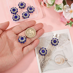 真鍮ラインストーンカフスボタン8個  フラットラウンド  プラチナ  カプリブルー  21x14mm  穴：5.5mm&nbsp;BUTT-GL0001-07A