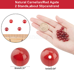 天然石カーネリアンビーズ連売り  染め  ラウンド  8mm  穴：1mm  約50個/連  15.7インチ  1連 /箱&nbsp;G-AR0002-05