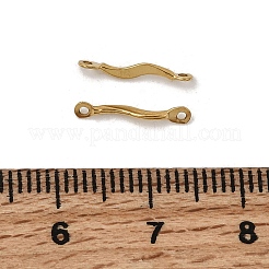 304ステンレス鋼の波型バーリンクコネクタチャーム  イオンプレーティング（ip）  18KGP本金メッキ  12.5x2x1.3mm  穴：0.9mm&nbsp;STAS-A134-01C-G