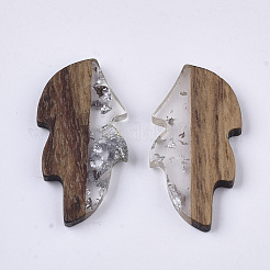 Transparent Resin & Wood Cabochons&nbsp;RESI-Q210-015A-A02