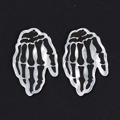 アクリルパーツ  ハロウィン用  スケルトンの手  ブラック  43x29x2mm  穴：1.5mm&nbsp;LS-MACR-M020-03