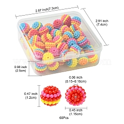 ABSプラスチックビーズ60個  ヤマモモ  ミックスカラー  12x11.5mm  穴：1.5mm&nbsp;KY-FS0001-25A