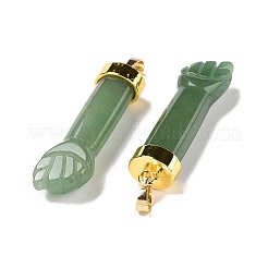 天然石&合成ミックスストーンペンダント  ゴールデントーン真鍮パーツ  拳の形  45x12x10mm  穴：4.5x7.5mm&nbsp;G-K322-01-G