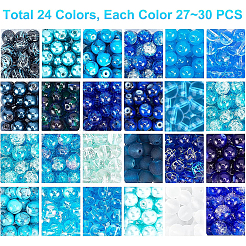 24 Color Imitation Pearl & Crackle & Transparent & Opaque Glass Beads&nbsp;GLAA-PH0002-89B