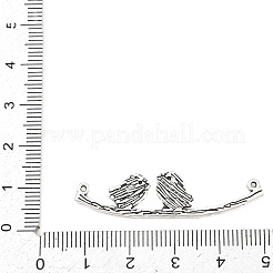 チベットスタイルの合金コネクタチャーム  2つの鳥のリンク  アンティークシルバー  11x43x2mm  穴：0.9~1mm&nbsp;AL-CBA1187-04AS