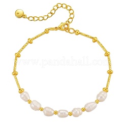Elegant Natural Freshwater Pearl & Brass Beaded Bracelets for Women&nbsp;RP0175