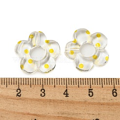 透明印刷アクリルビーズ  花  きいろ  19x20x4mm  穴：1.6mm&nbsp;OACR-H124-05A-01