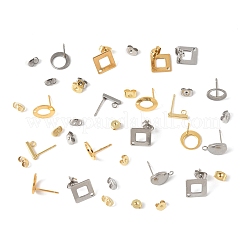 16Pcs 8 Styles 304 Stainless Steel Stud Earring Findings&nbsp;STAS-FS0001-84