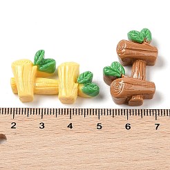 不透明樹脂デコデンカボション  葉っぱのついた柵  ミックスカラー  18.5x32x8.5mm&nbsp;RESI-S396-06