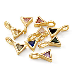 9Pcs 9 Colors Triangle Brass Micro Pave Cubic Zirconia Charms&nbsp;KK-TA0008-27