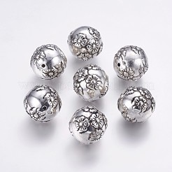 CCBプラスチックビーズ  花の丸  アンティークシルバー  23.5~24.5x23mm  穴：2mm&nbsp;CCB-G006-126AS