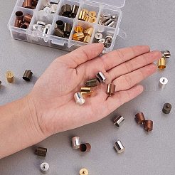 真鍮製コードエンドパーツ  ミックスカラー  14x10mm  穴：1mm  内径：9mm  13.5x7x3cm  100個/セット&nbsp;KK-PH0034-99