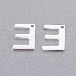 ステンレススチールチャーム201個  文字L  銀色のメッキ  文字.e  11x8x0.6mm  穴：1mm&nbsp;X-STAS-L232-007E