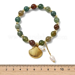 Natural Indian Agate Round Beads Stretch Bracelets&nbsp;BJEW-JB14145-02