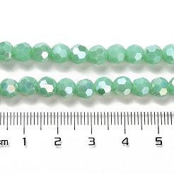 不透明ガラスビーズスタンド  ABカラー  ファセット（32ファセット）  ラウンド  アクアマリン  6x5.5mm  穴：1.2mm  約91~93個/連  19.49~19.92 nch（49.5~50.6cm）&nbsp;X-EGLA-A035-P6mm-B14