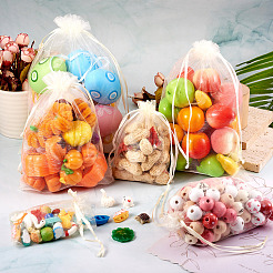 60Pcs 6 Styles Rectangle Organza Bags Jewellery Storage Pouches Wedding Favour Party Mesh Drawstring Gift Bags&nbsp;OP-TA0001-09