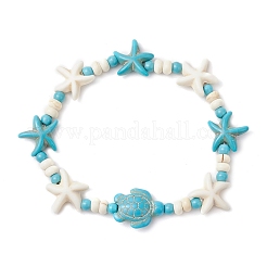 Synthetic Turquoise Beads Stretch Bracelets&nbsp;BJEW-JB12018-02