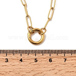 304 Stainless Steel Ring Pendant Paperclip Chain Necklaces for Women&nbsp;NJEW-Z091-02G