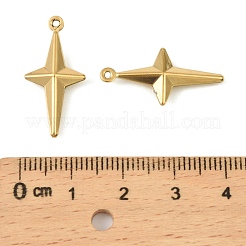 304ステンレススチールペンダント。スターチャーム  18KGP本金メッキ  24.5x12x4mm  穴：1mm&nbsp;LS-STAS-A190-04G