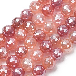 Electroplated Natural Agate Beads Strands&nbsp;G-B191-A07-8mm-15